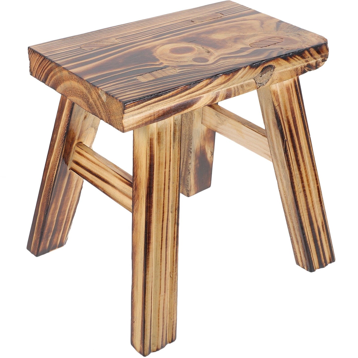PTOOTP Comfortable Kids Low Stool Light Brown Wood Material Portable and 12.5 Inches High