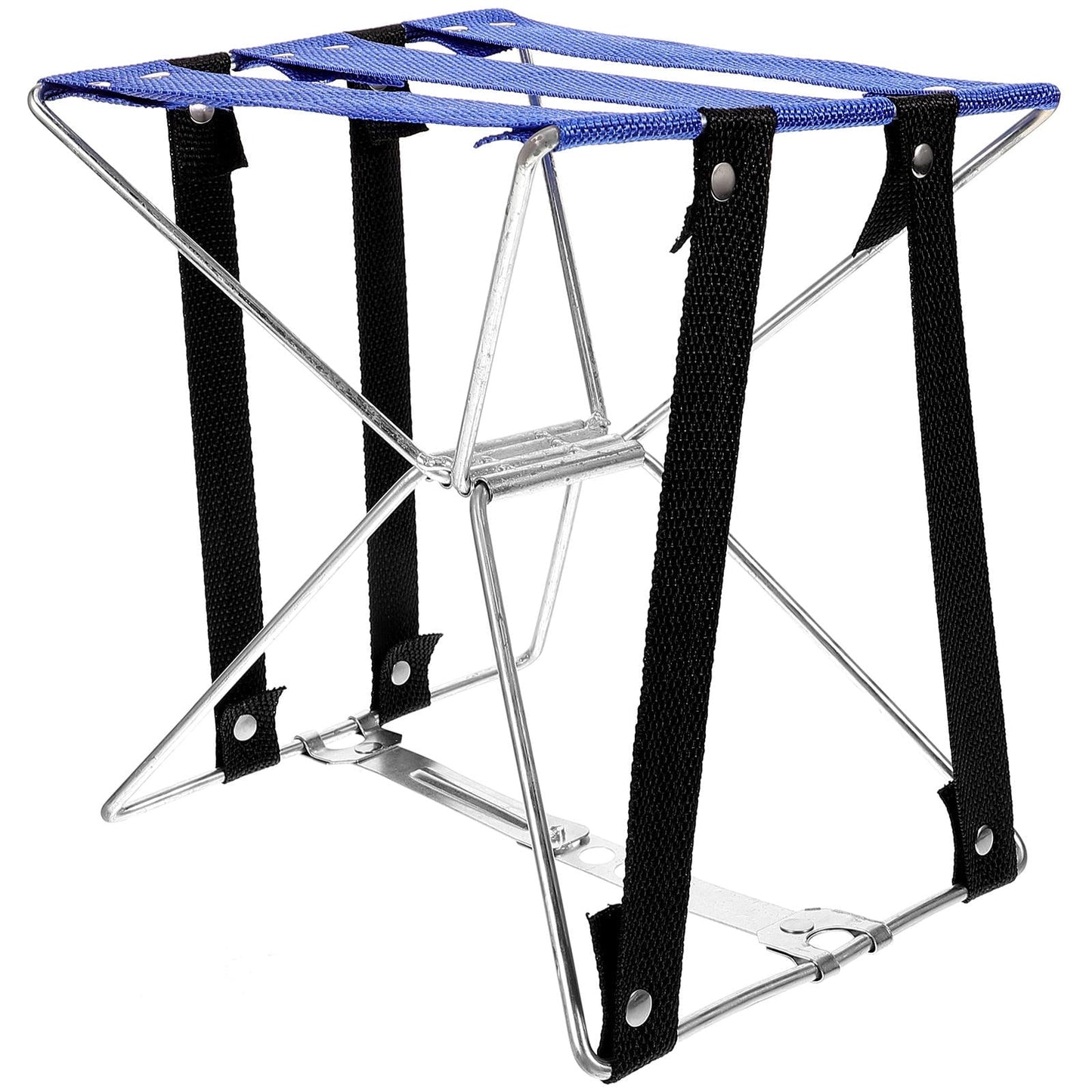 SEWCHICS Camping Folding Stool Rectangular Blue Metal Fabric 1Pack