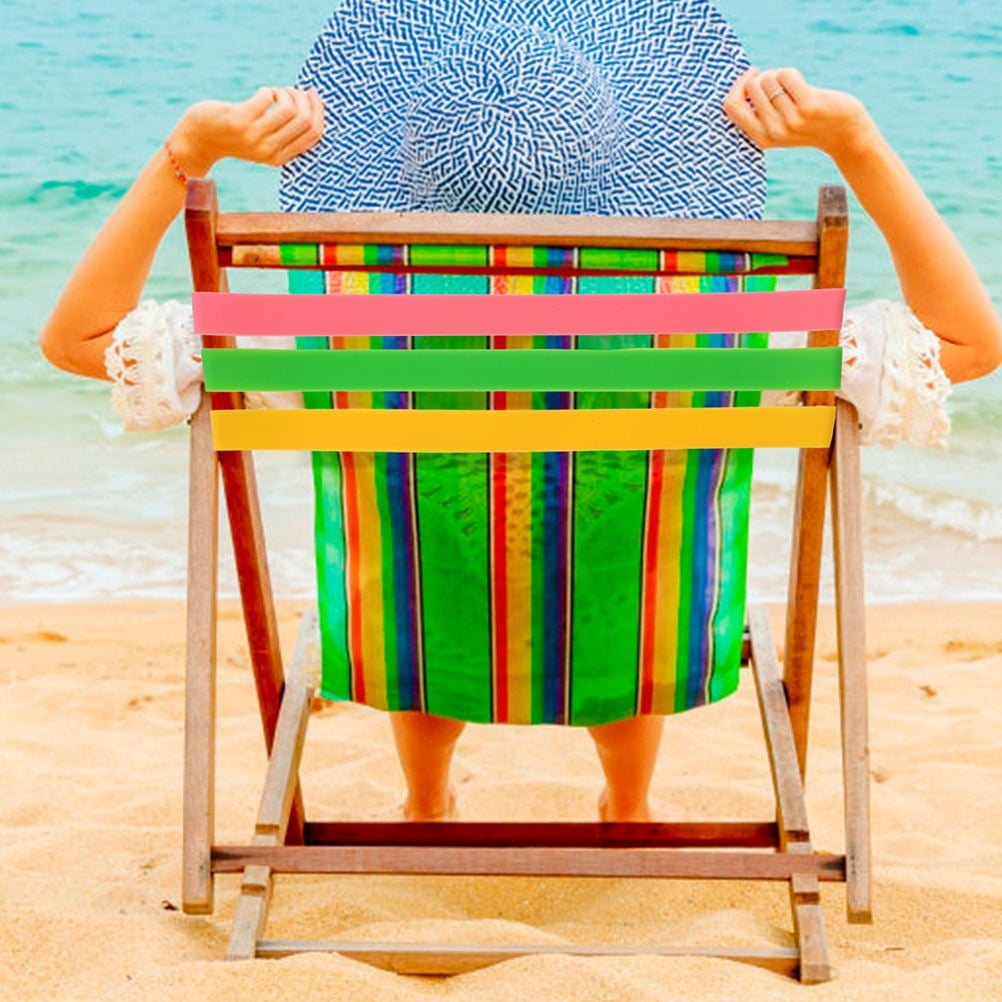 Pretyzoom 4pcs Beach Chair Strap Light Green Silicone Reusable Stretchable Family Friends