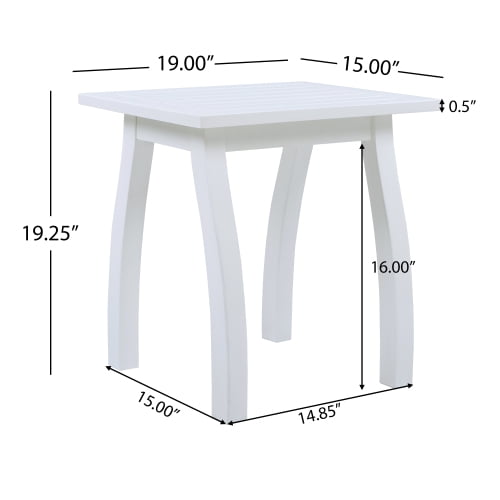 SELMA Acacia wood Accent Side Table in White PU, Weather-Resistant Rectangular End Table for Patio, Garden, Lawn, and Living Room(White PU)