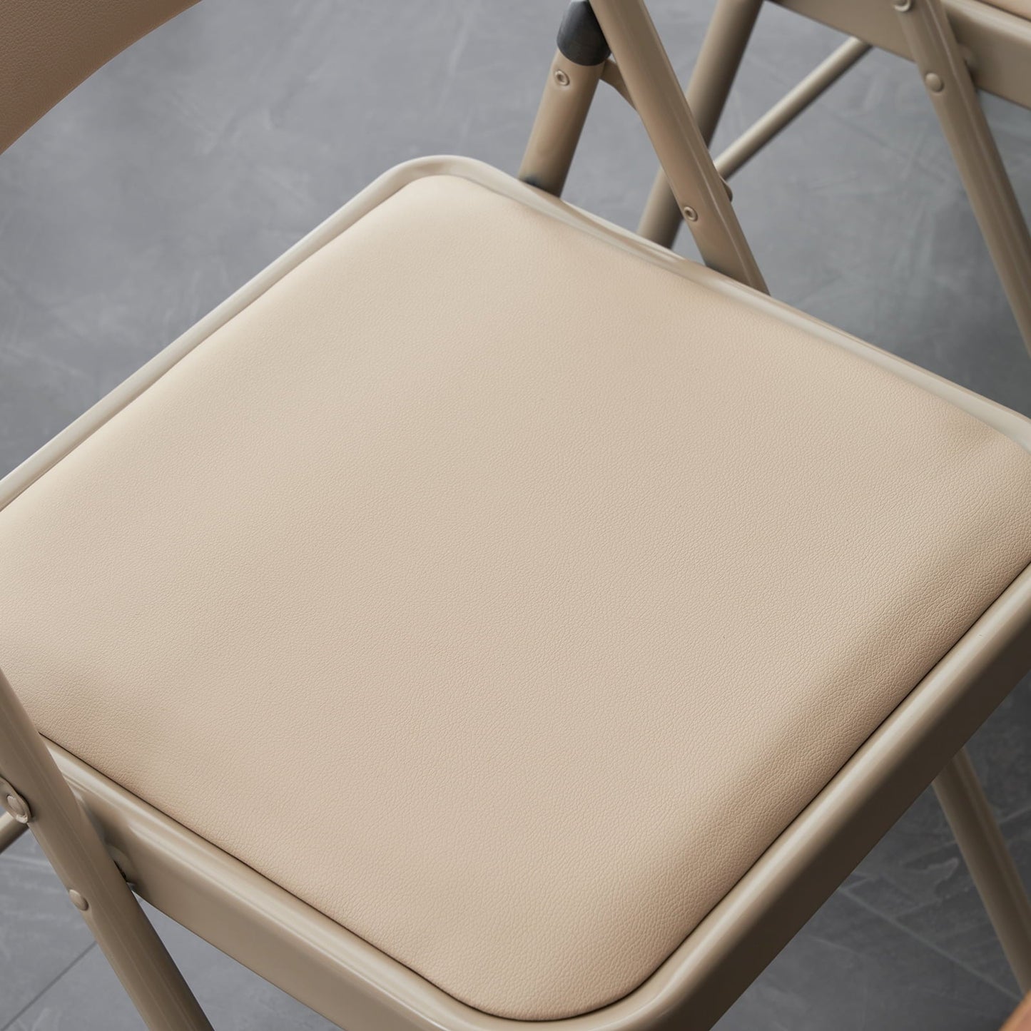 Set of 6 Folding Chairs with Padded Cushion, Foldable Iron & PVC Chair, Folding Chairs for Indoor, Outdoor, Party, Dining, Light Brown