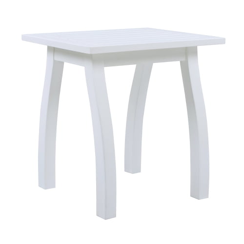 SELMA Acacia wood Accent Side Table in White PU, Weather-Resistant Rectangular End Table for Patio, Garden, Lawn, and Living Room(White PU)