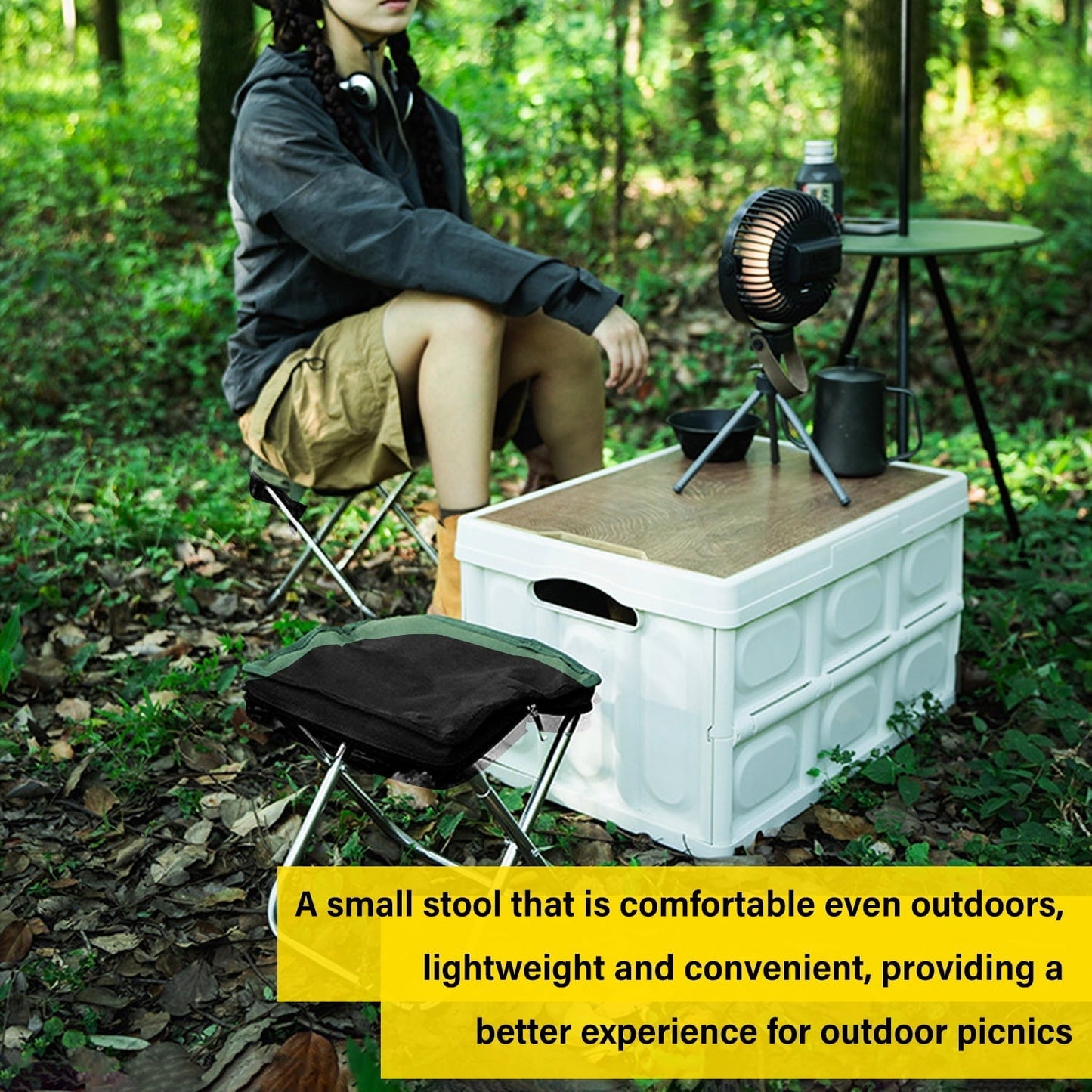 EKIND Portable Folding Camping Stool Lightweight Aluminum Alloy Chair for Outdoor Activities, Compact, Durable, Heavy Duty Design(Black)