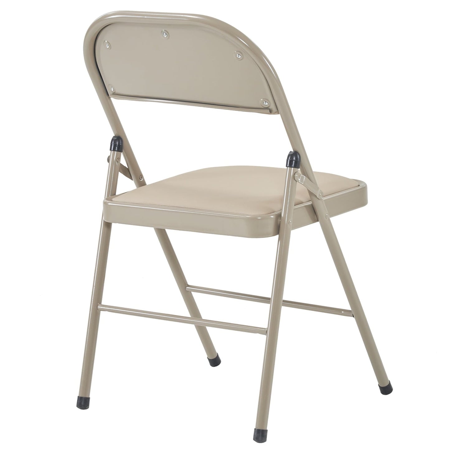 Set of 6 Folding Chairs with Padded Cushion, Foldable Iron & PVC Chair, Folding Chairs for Indoor, Outdoor, Party, Dining, Light Brown