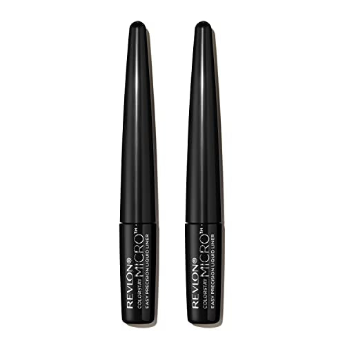 REVLON ColorStay Micro Easy Precision Liquid Eyeliner, Waterproof, Smudgeproof, Longwearing with Felt Tip Applicator, 301 Blackout, 2 pack