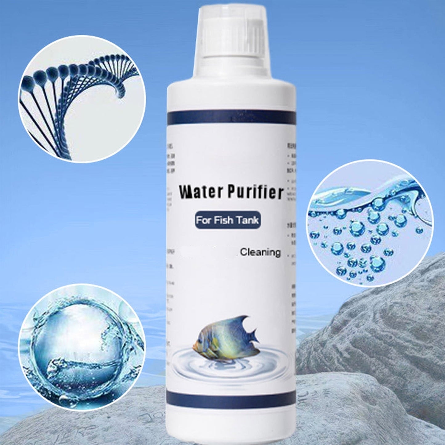Qaailabf Fish Tank Water Purifier | Aquarium Water Clarifying Flocculant | Natural Safe Cleaning Agent | Improves pH & Alkalinity | Long-Lasting | Easy Use | 150ml Bottle