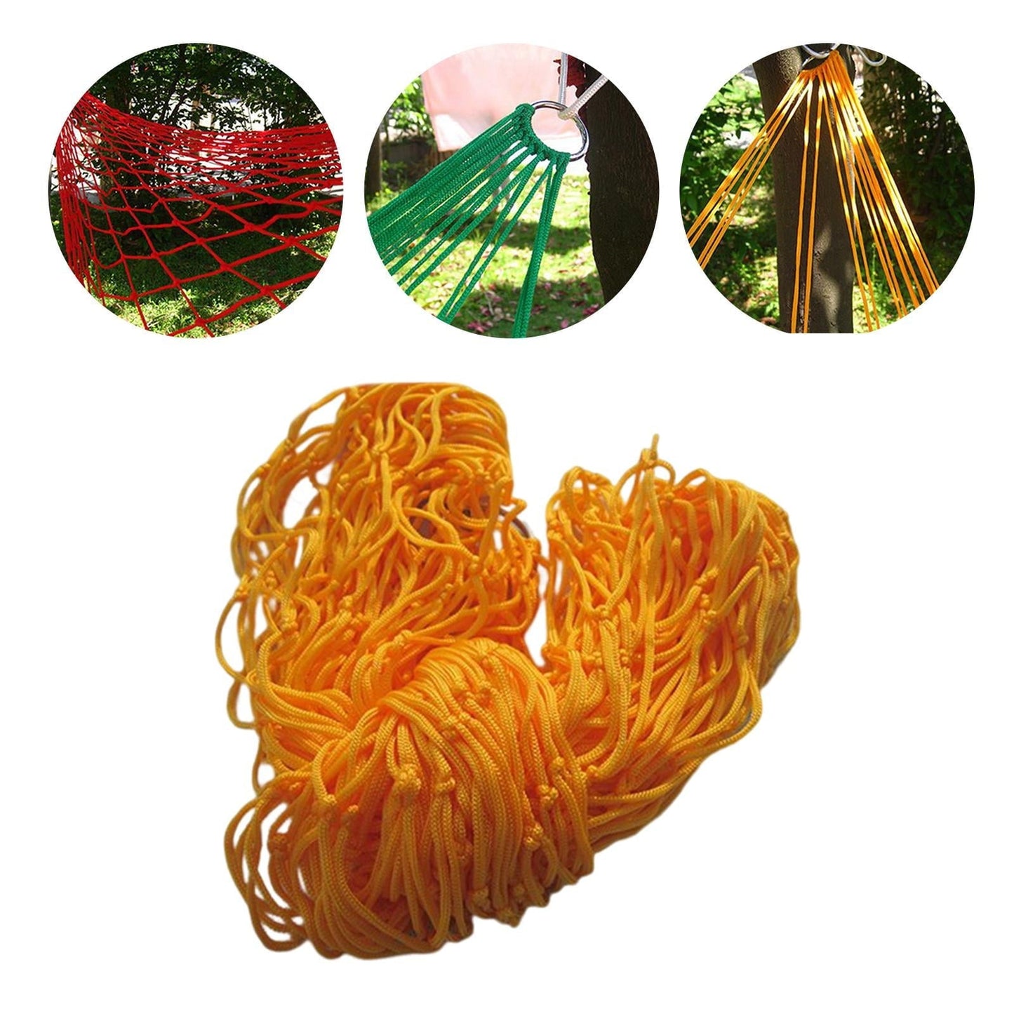 QccHieUs Mesh Rope Hammock, Portable Outdoor Sport Camping Hammock Net Nylon Sleeping Bed Orange