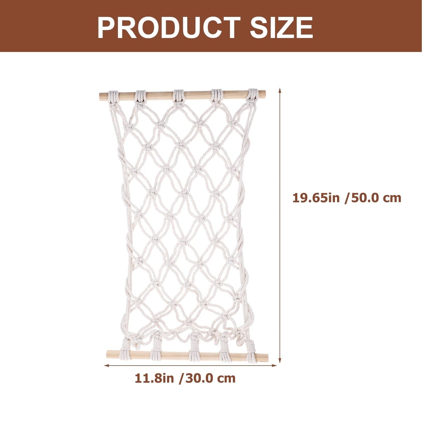 WEAVILUX 1Set Fruit Hammock for Garden and Kitchen Use with Cotton Rope and Wood Material