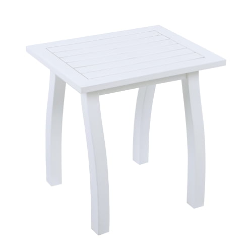 SELMA Acacia wood Accent Side Table in White PU, Weather-Resistant Rectangular End Table for Patio, Garden, Lawn, and Living Room(White PU)