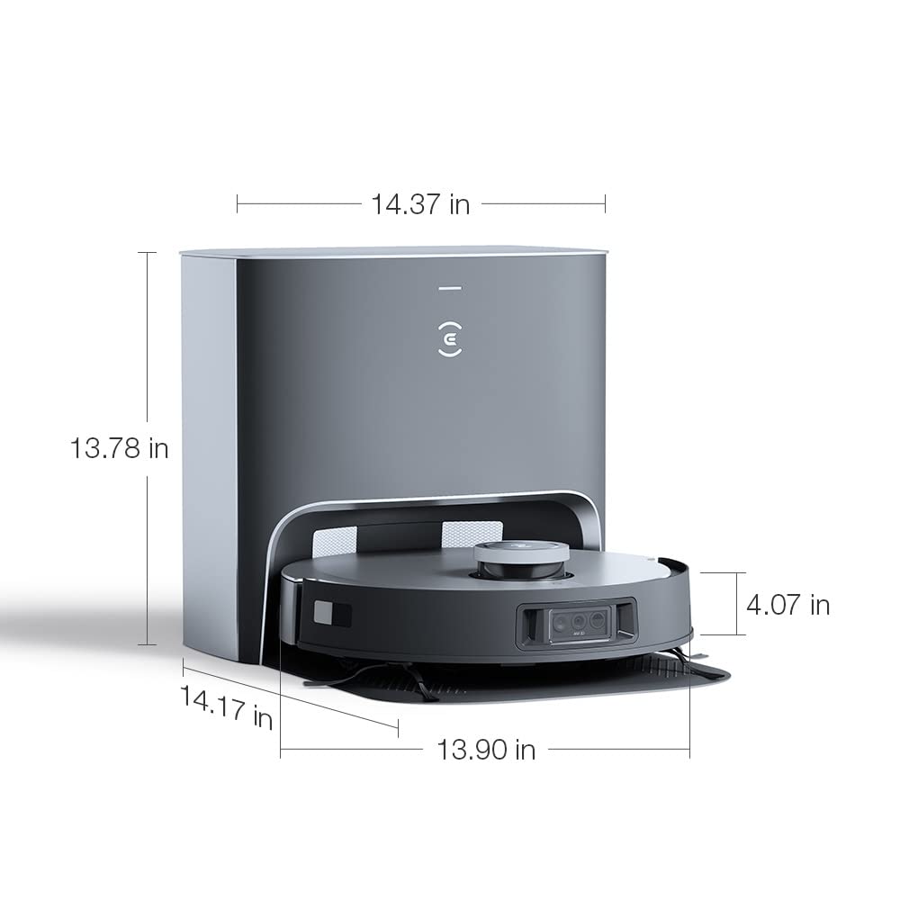 ECOVACS DEEBOT X1 Plus Robot Vacuum and Mop Combo with Self Emptying Station, 5000Pa Robot Vacuum Cleaner, Upgraded Laser Navigation, 3D Map, Obstacle Avoidance, Built-in YIKO Voice Assistant, Black