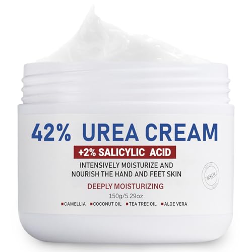 OUKEYA Urea Cream 42% plus Salicylic Acid 2% Net 5.29 Oz for Dry Cracked Feet, Heels, Knees, Elbows, Hands Repair Treatment. Moisturizes and Removes Corns, Calluses, Dead Skin, and Softens Toenails