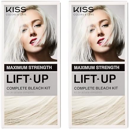 KISS Lift Up Complete Hair Bleach & Icy Silver Toner Kit, Gentle Conditioning Formula that Reduces Brassiness, Complete 6-Pc DIY Bleach Kit, ICE (Pack of 2)
