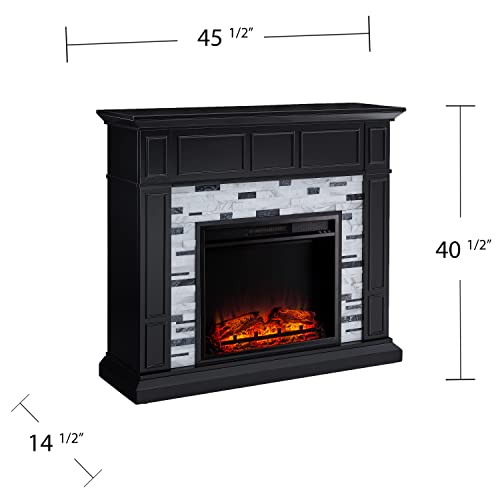 SEI Furniture Drovling Marble Electric Fireplace, Black