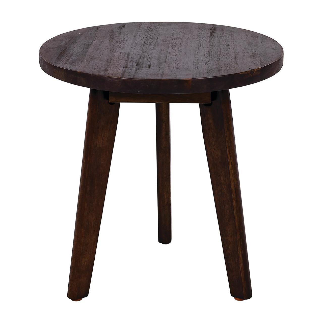 Euroco Modern Round Acacia Wood End Table with 3-Leg Design, Handcrafted Accent Side Table