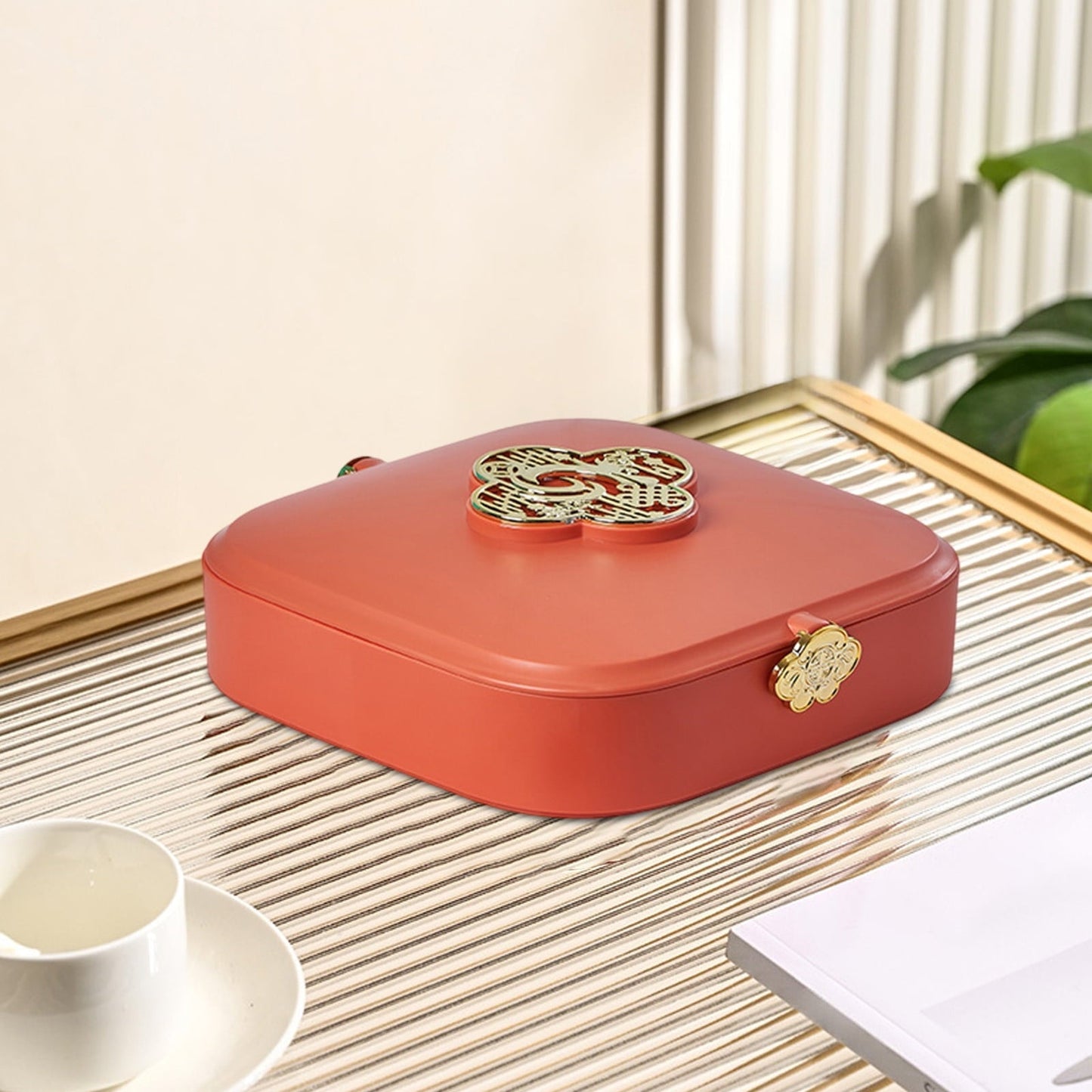 Pxyqht Fruit Tray Household Coffee Table Dried Fruit Box Divided Snack Storage Container for Home and Outdoor Use