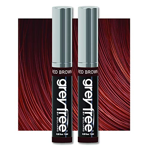 Root touch up, temporary hair color to cover gray hairlines, eyebrows, Mustache & Beards Greyfree2 PACK (RED BROWN)