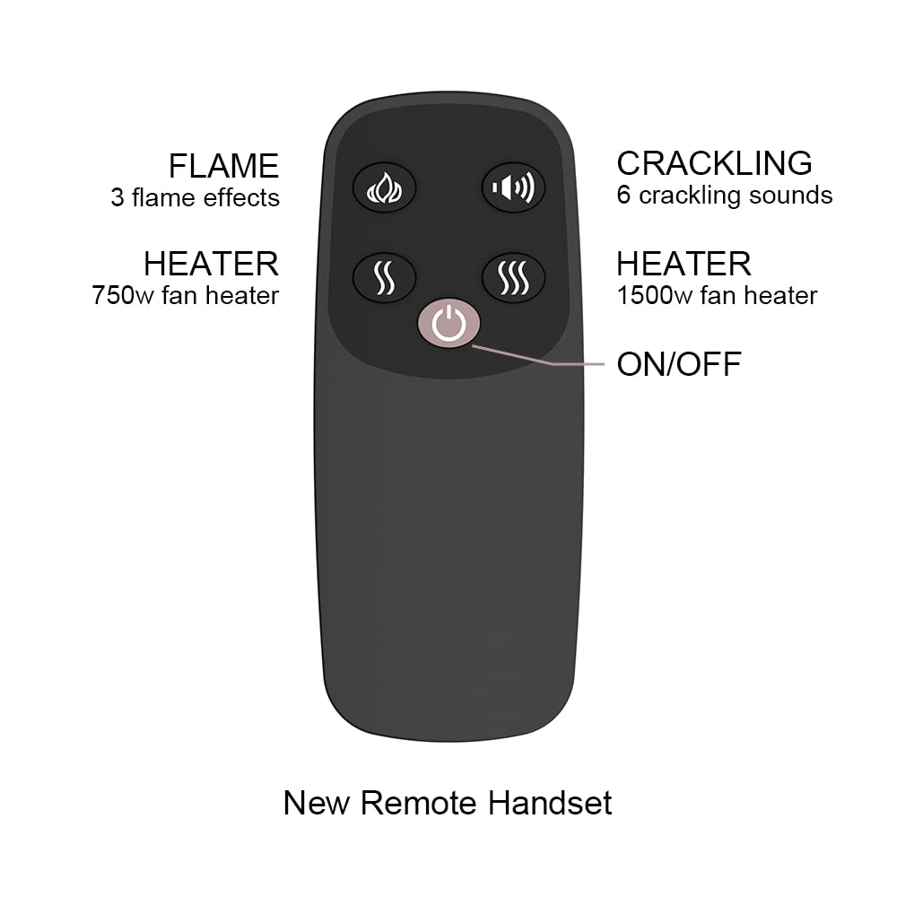 PuraFlame Klaus 30” Electric Fireplace Insert with Trim Kit, Fire Crackling Sound, Resin Log, Glass Door and Mesh Screen, 750/1500W Heater, Black