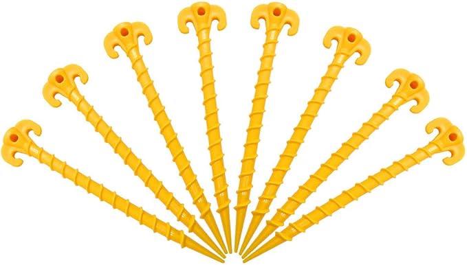 Canopy Stakes Canopy Anchors Beach Tent Stakes Heavy Duty Screw Shape 25 cm 10 inch - 8 Pack Yellow …