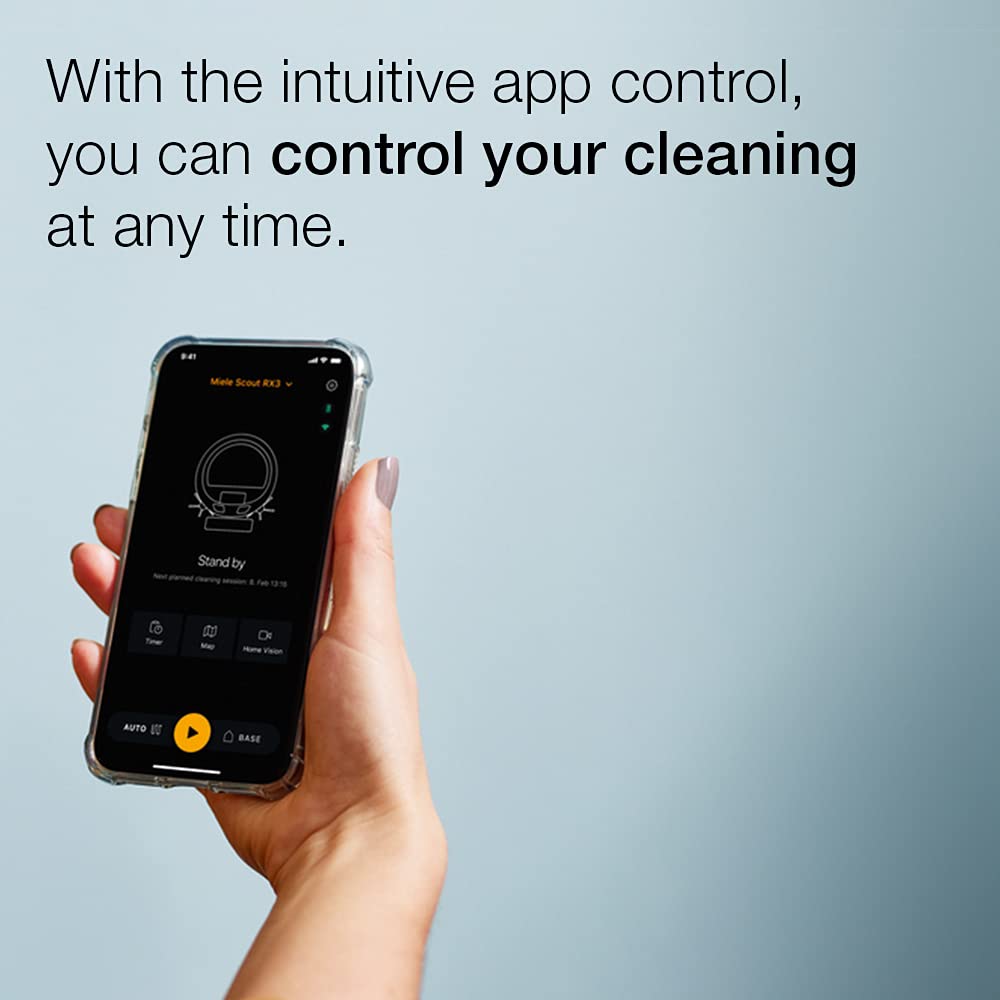 Miele Scout RX3 - Robot Vacuum Cleaner with Smart Navigation, app Control, 4-Stage Cleaning System, 60 min Battery Life, Alexa Compatible, in Obsidian Black