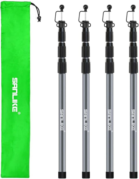 SANLIKE Tent Poles for Tarp, 8.2' Tarp Poles Set of 4, Tent Poles Replacement, Telescoping Pole, Canopy Poles, Camping Poles for Rooftop Tents, Trekking Pole Tent for Rain Fly, Camper, Awning – Gray