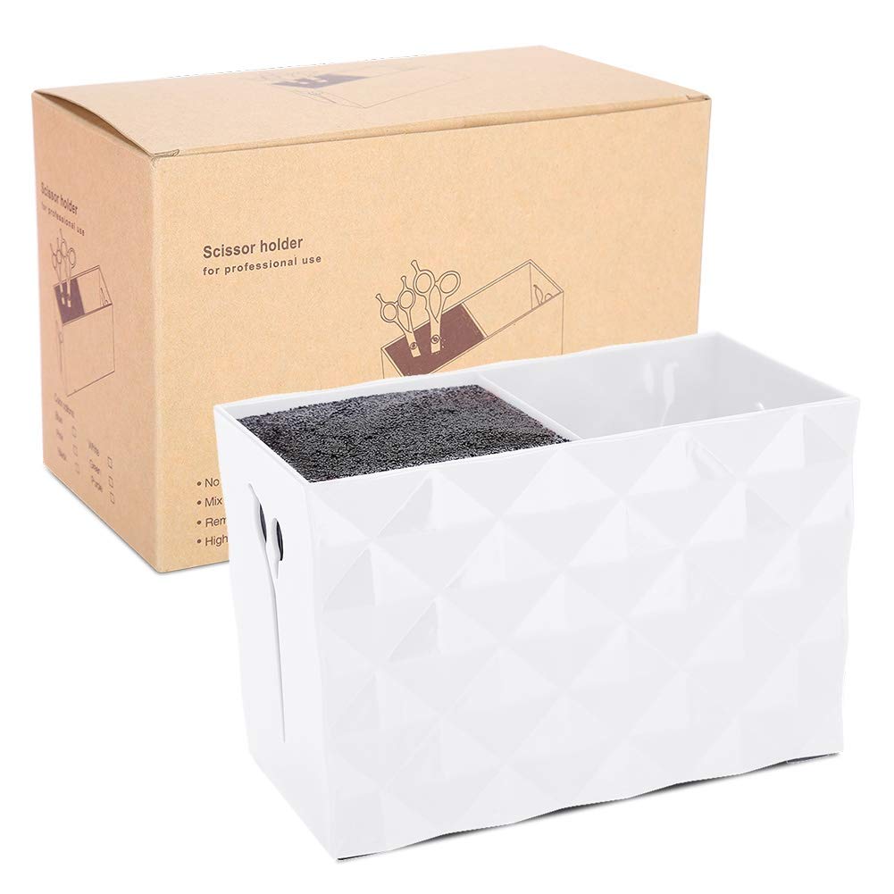 Double Case Professional Salon Stylish Hairdresser Scissor Combs Clips Storage Case Hairdressing Tools Accessories Holder Rack Shears Rack for Pet Groomer (White)