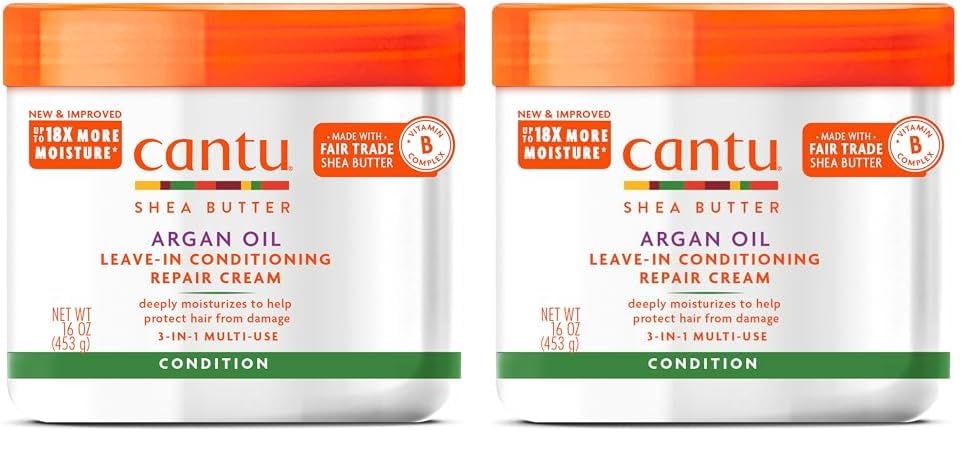 Cantu Leave-In Conditioning Repair Cream with Argan Oil, 16 oz (Packaging May Vary) (Pack of 2)