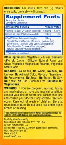 Ester-C Vitamin C, 500mg Tablets, 60-Count, Unflavored (Packaging May Vary)