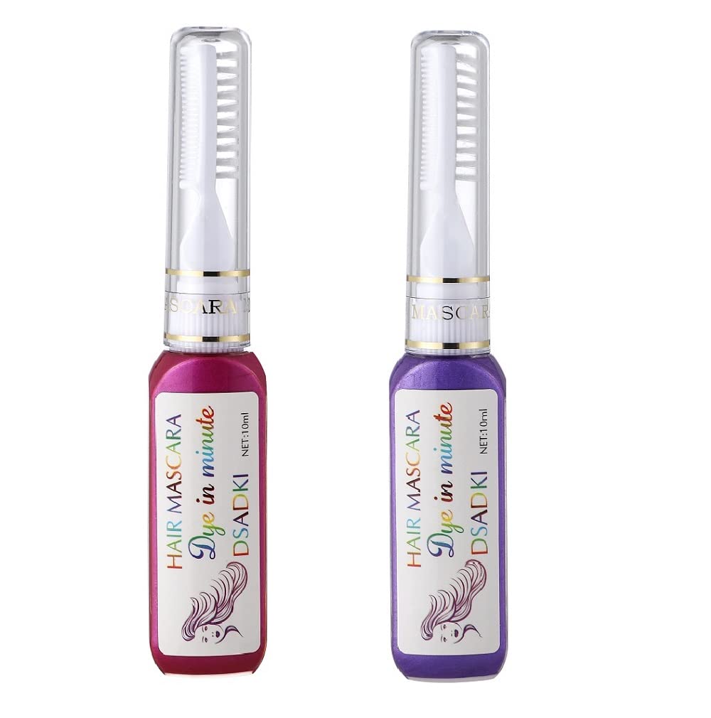 DSADKI Temporary Hair Color Mascara Washable Hair Dye Stick Non-toxic Instant Hair Chalk Dye for Girls Women (Purple+Pink)