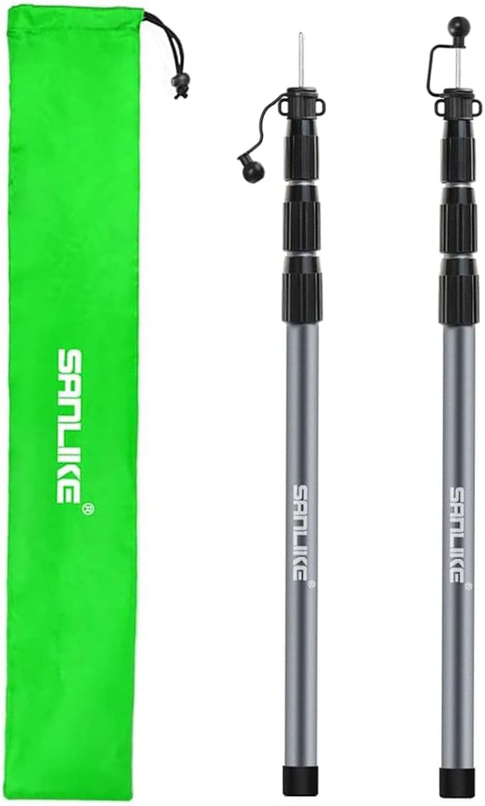 SANLIKE Tent Poles for Tarp, 98 in Tarp Poles Set of 2, Tent Poles Replacement, Telescoping Pole, Canopy Poles, Camping Poles for Rooftop Tents, Trekking Pole Tent for Rain Fly, Camper, Awning – Gray