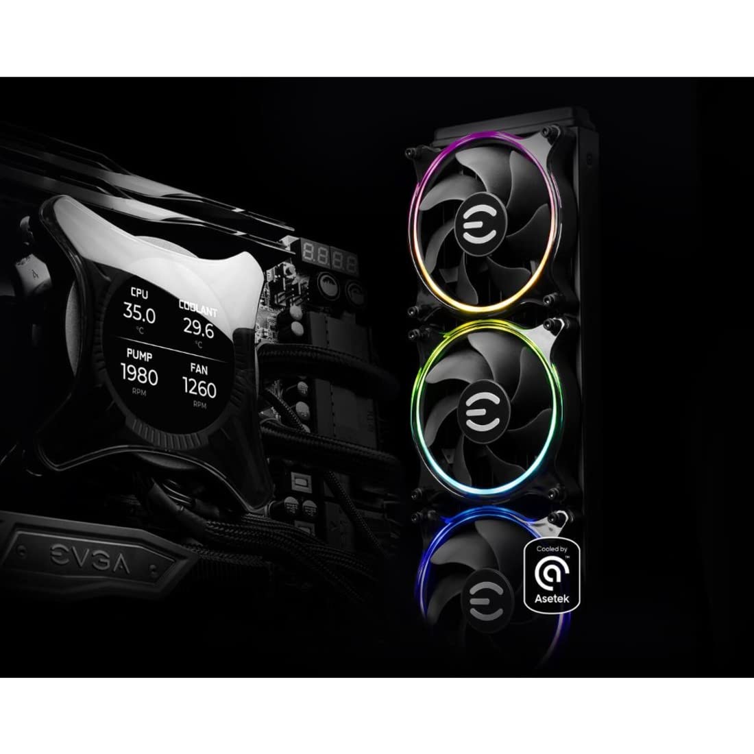 EVGA CLCx 360mm All-in-One LCD CPU Liquid Cooler, 3X 120mm PWM ARGB Fans, Intel, AMD, 5 YR Warranty, 400-HY-CX36-V1