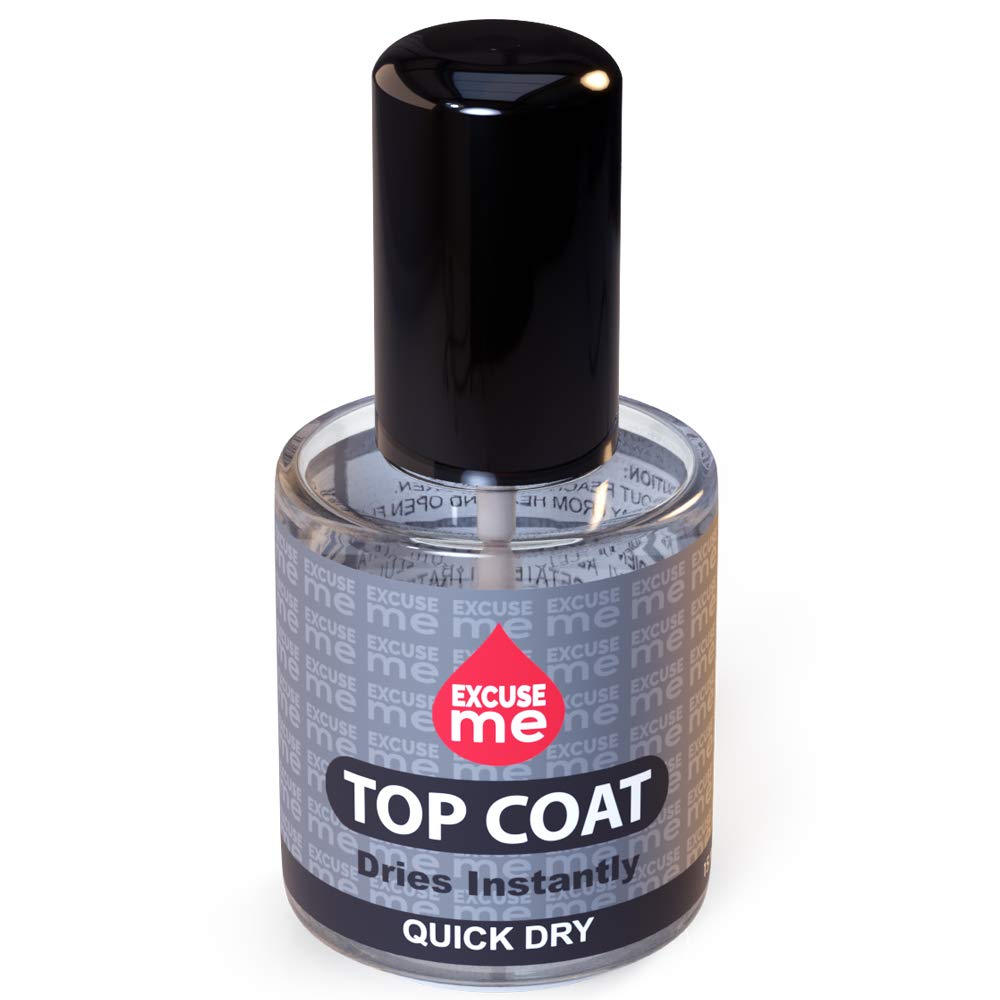 EXCUSE ME Quick Dry Fast Drying Super Shiny Nail Polish Top Coat 0.5 oz 15ml