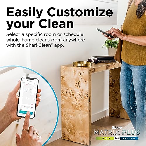 Shark Matrix Plus 2in1 Robot Vacuum & Mop with Sonic Mopping, Matrix Clean, Home Mapping, HEPA Bagless Self Empty Base, CleanEdge, for Pet Hair, Wifi, Black/Silver (RV2610WA)