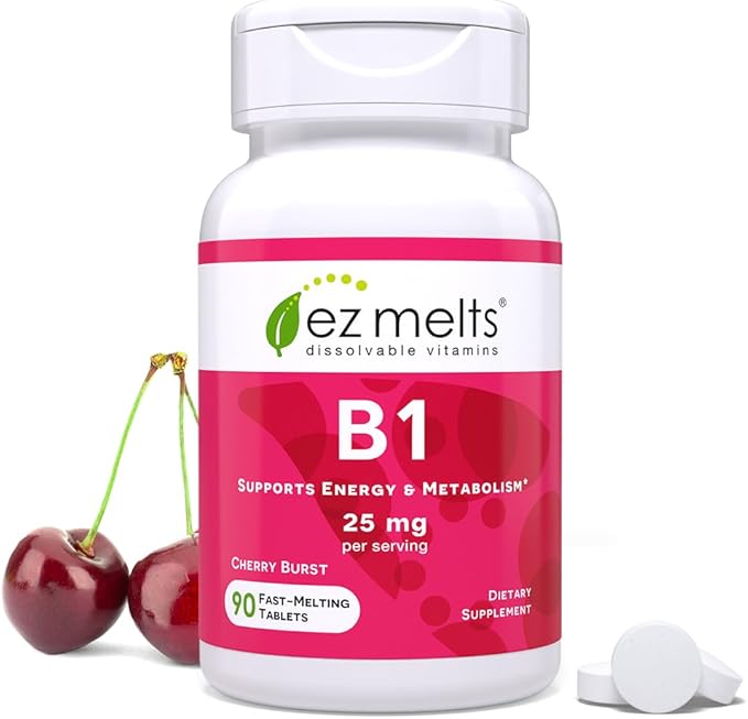 EZ Melts Dissolvable Vitamin B1 25 mg, Sugar-Free, 45-Day Supply
