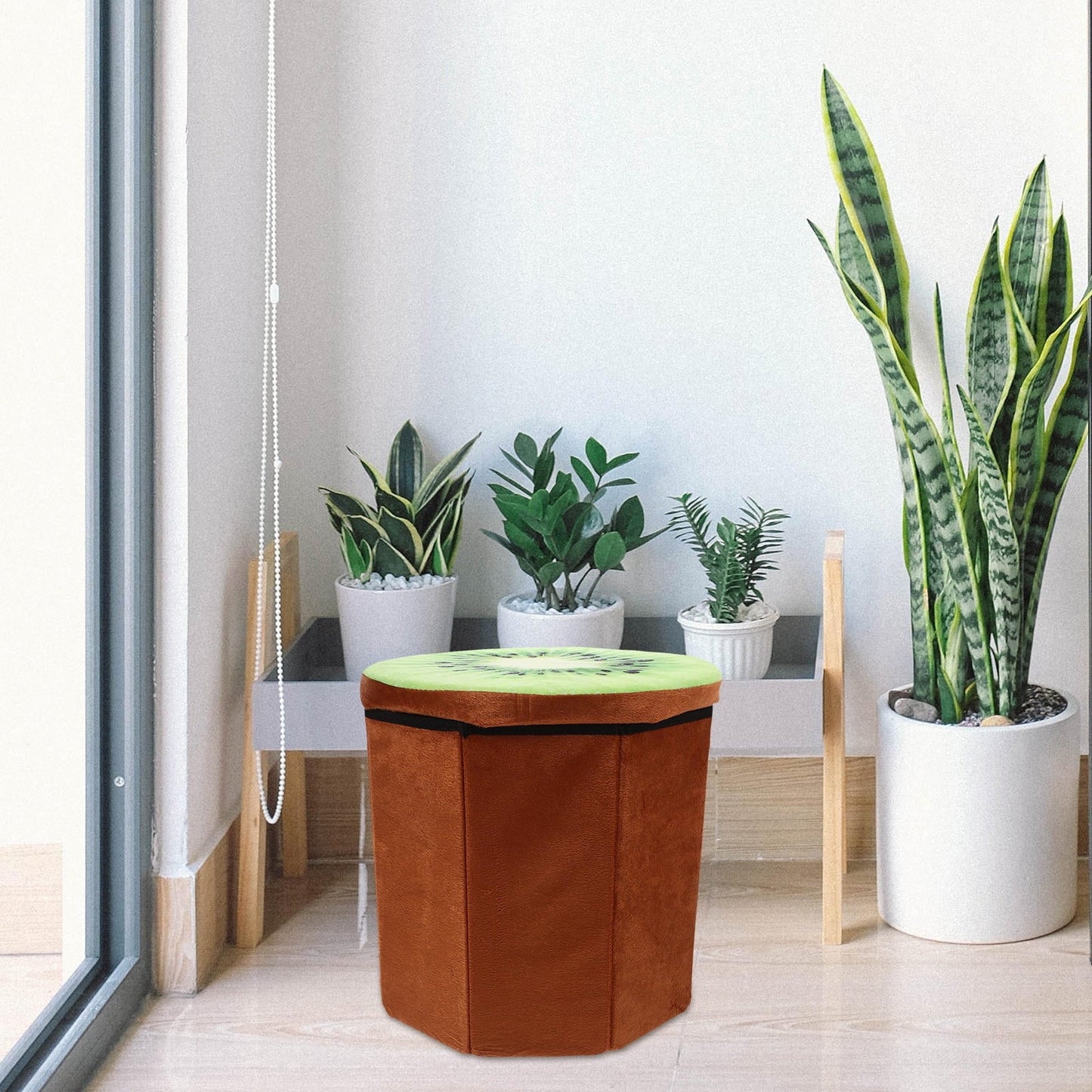 ELAYARD 1Set Decorative Item Orange Stool With Storage Function For General Users In Living Room Or Bedroom