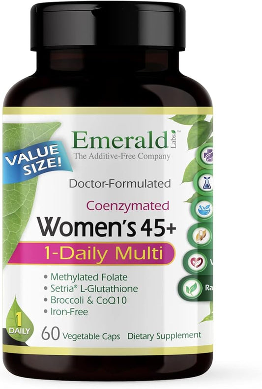 EMERALD LABS Women's 45+ 1-Daily Multi - Complete Multivitamin for Comprehensive Support, Bone & Heart Health* - Designed for Women 45+ - Gluten-Free & Vegetarian- 60 Vegetable Capsules