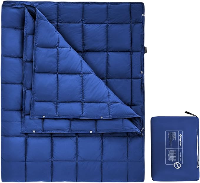 KingCamp Puffy Blankets for Cold Weather Camping, Warm Down Alternative Outdoors Indoors Quilt, Lightweight Compact Packable Windproof Blanket for Stadium, Airplane, Travel, Picnics, Backpacking