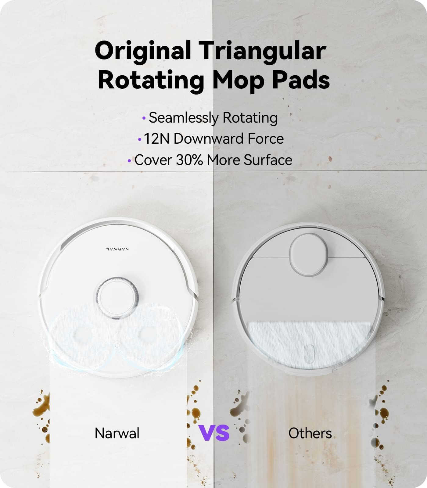 NARWAL Freo Mate Robot Vacuum and Mop Comb, Washing & Drying, Dirt Sense Ultra Clean, Auto Add Cleaner, LCD Display, Smart Swing, Arcuate-Route, WiFi, APP Control, White