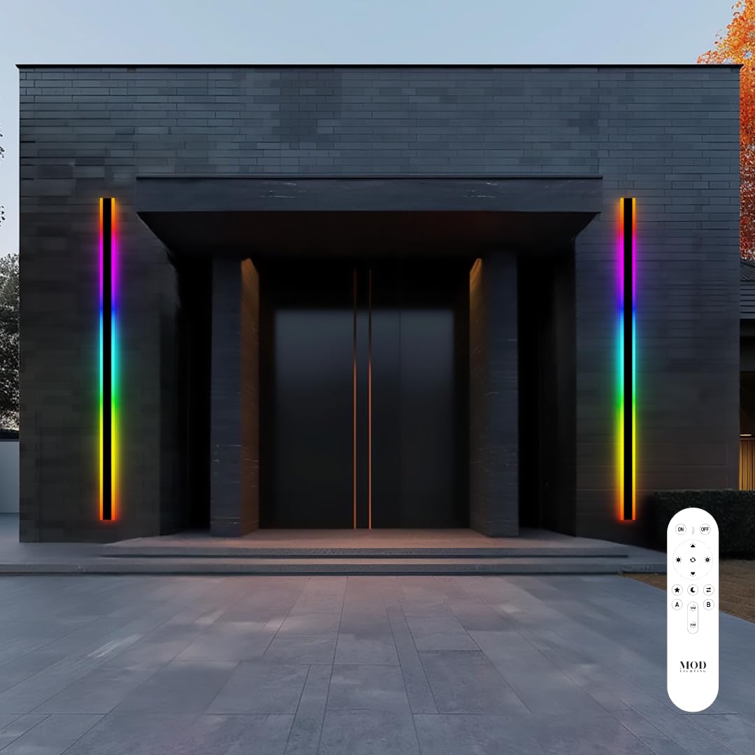 š š¢š ššššš§šš”š Haylen RGB | Long Outdoor Wall Lights, 7 Colors and 358 Light Effects, Dimmable with Remote Modern Linear Exterior Light Fixture, Waterproof Wall Sconce 70W, 1-Pack (RGB | 94")
