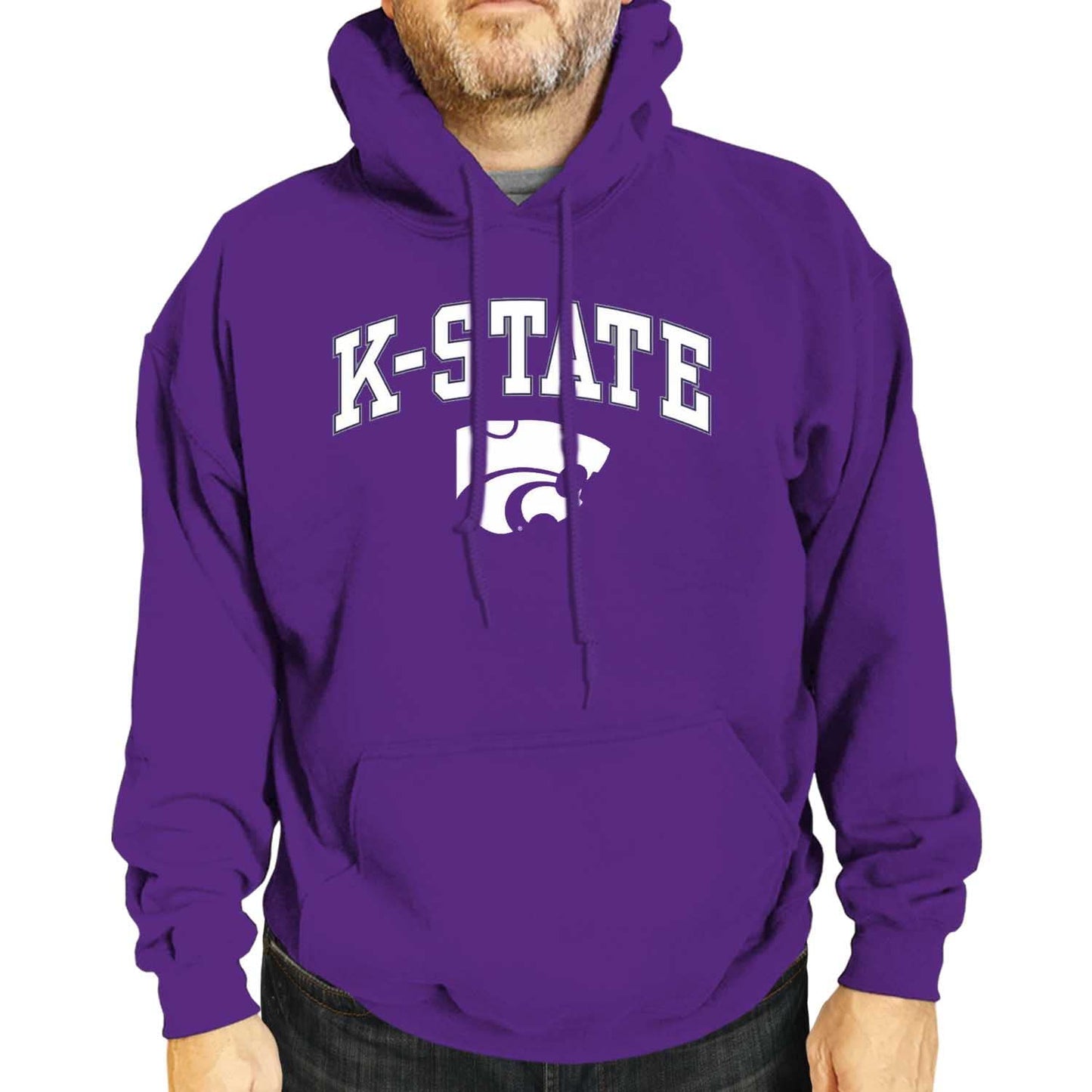 Campus Colors Adult Arch & Logo Soft Style Gameday Hooded Sweatshirt (Kansas State Wildcats - Purple, Small)