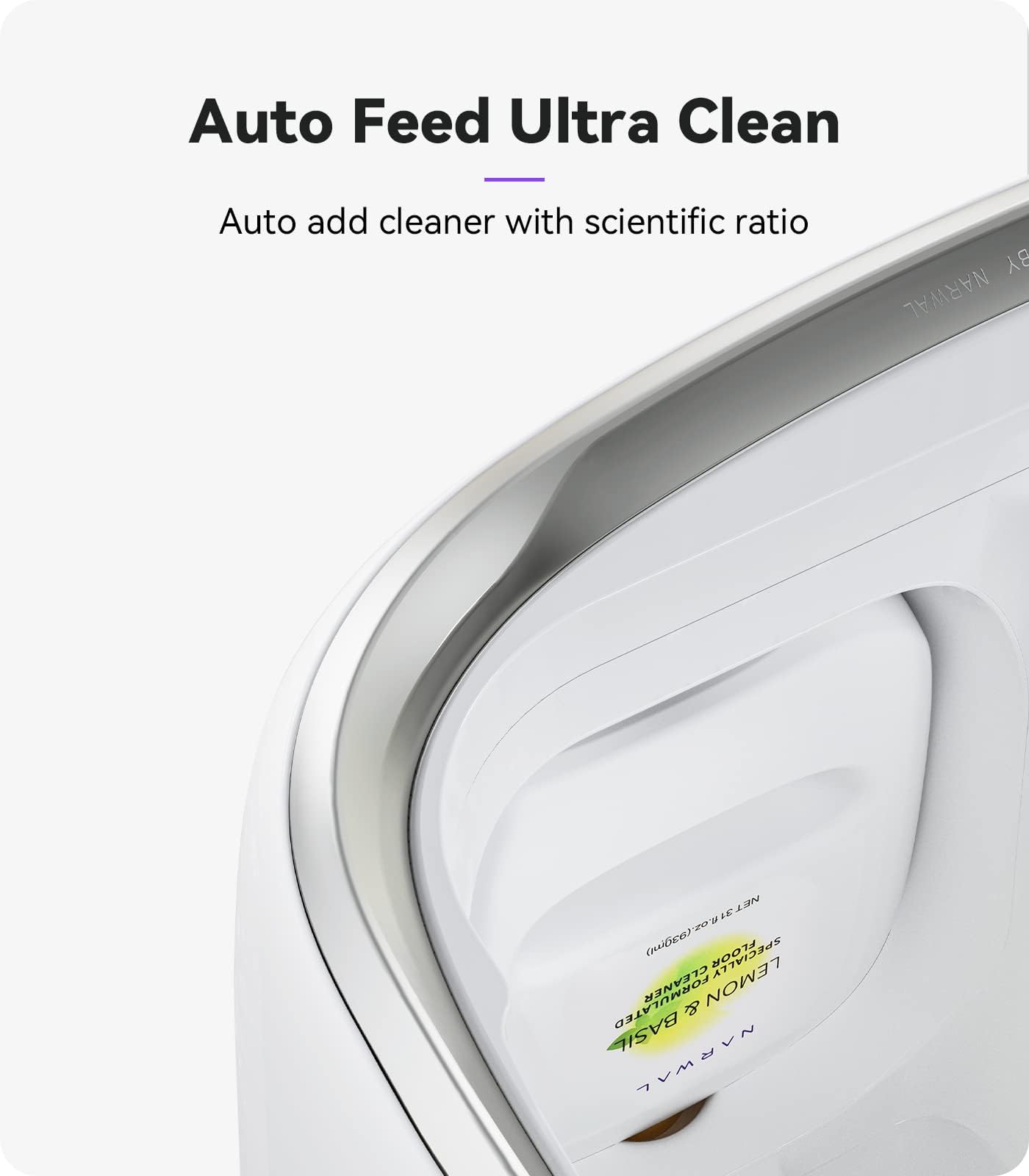 NARWAL Freo Mate Robot Vacuum and Mop Comb, Washing & Drying, Dirt Sense Ultra Clean, Auto Add Cleaner, LCD Display, Smart Swing, Arcuate-Route, WiFi, APP Control, White