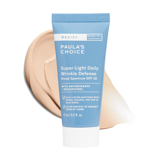 Paula's Choice RESIST Super-Light Daily Wrinkle Defense SPF 30 Matte Tinted Face Moisturizer, UVA & UVB Protection, Mineral Sunscreen for Oily Skin, Fragrance-Free & Paraben-Free