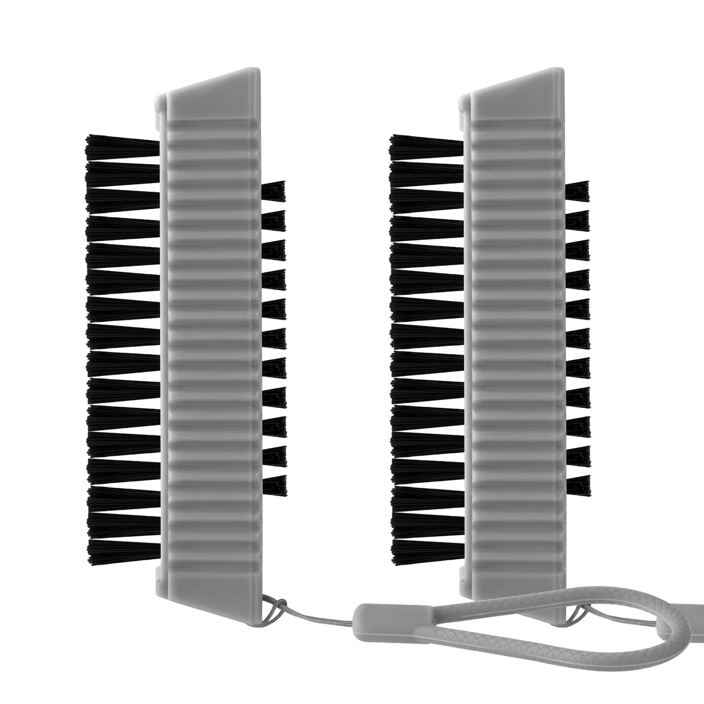 Larbois Nail Brush for Cleaning Fingernails, 2Pack Heavy Duty Nail Brushes Remove Dirt and Paint Fingernail Brush Deep Cleaning Mechanical Nail Scrub Brush Two-Sided with Hanging Rope, Grey