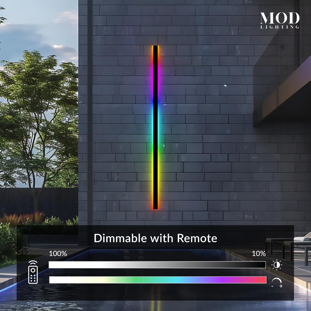 š š¢š ššššš§šš”š Haylen RGB | Long Outdoor Wall Lights, 7 Colors and 358 Light Effects, Dimmable with Remote Modern Linear Exterior Light Fixture, Waterproof Wall Sconce 70W, 1-Pack (RGB | 94")