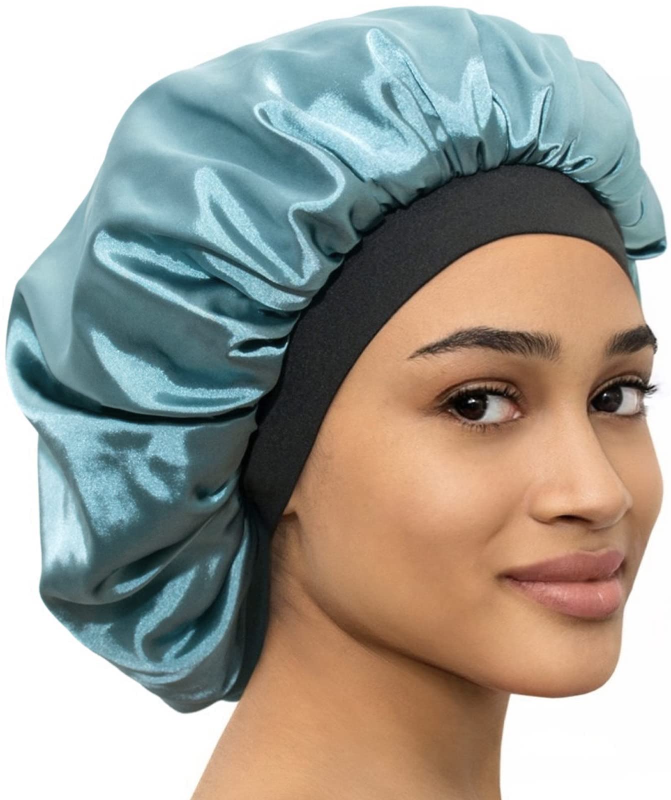 Caplord Silky Satin Bonnet - Adjustable Head Size Sleep Silk Bonnet - Double Layer Satin Lined Sleeping Cap - Reversible Hair Bo