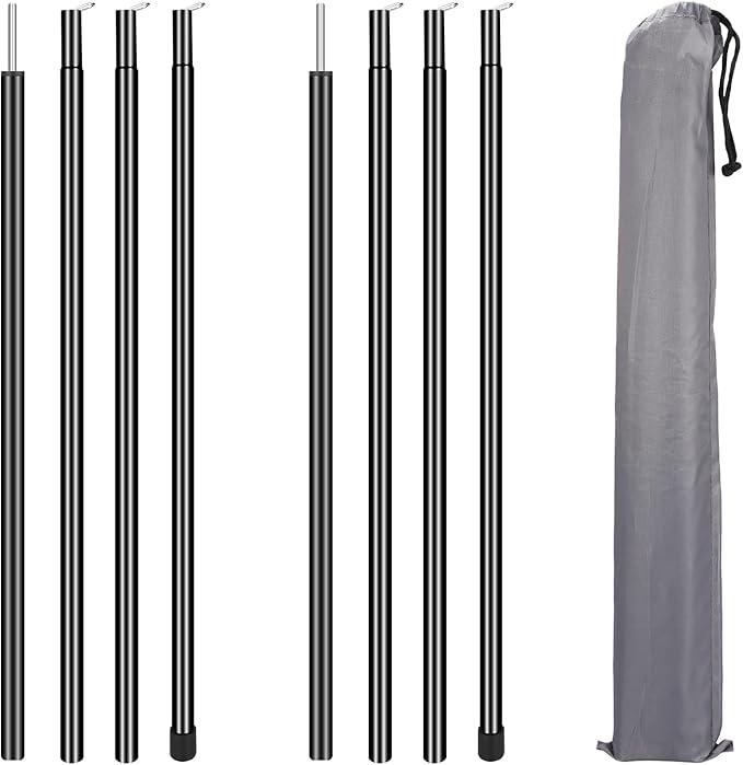 Neween Telescoping Tarp Poles Heavy Duty Adjustable Camping Tent Poles, Portable Replacement Canopy Rods for Rain Fly, Awning, Outdoor Camping, Hiking, Backpacking, Sunshade, Set of 2, Black