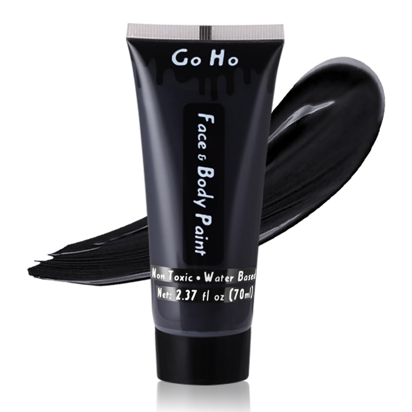 Go Ho Black Face Body Paint Washable(2.37 oz),Water Based Cream Black Face Paint,Skull Skeleton Zombie Clown Makeup,Black Body Paint for SFX Cosplay Costumes Festivals Halloween Makeup