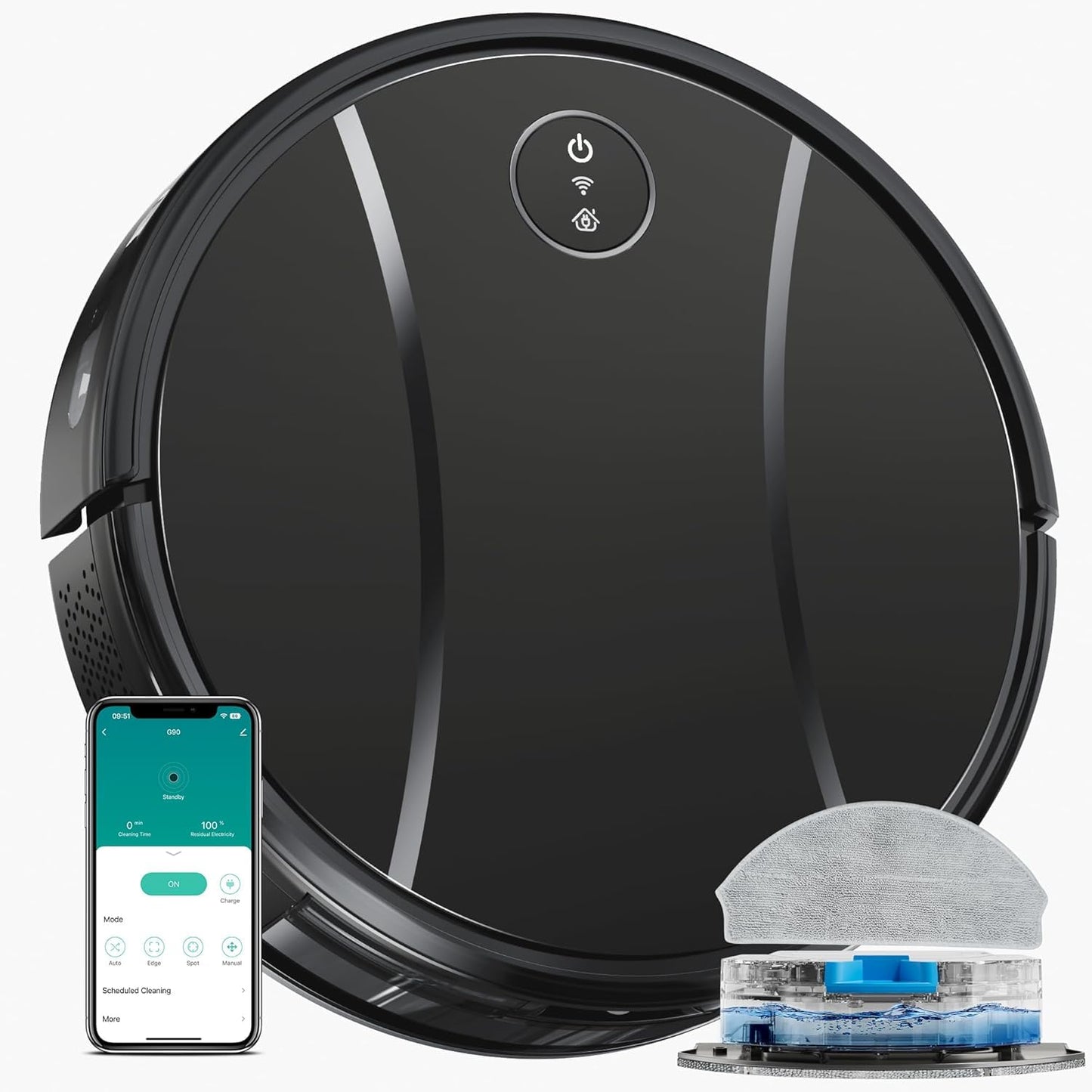 Tipdiy Robot Vacuum and Mop Combo,4200Pa Powerful Robotic Vacuum Cleaner with Self-Charging, Home Automatic Robot Aspiradora for Hard Floor, Low Carpet, Pet Hair, App&Voice&Remote Smart Control