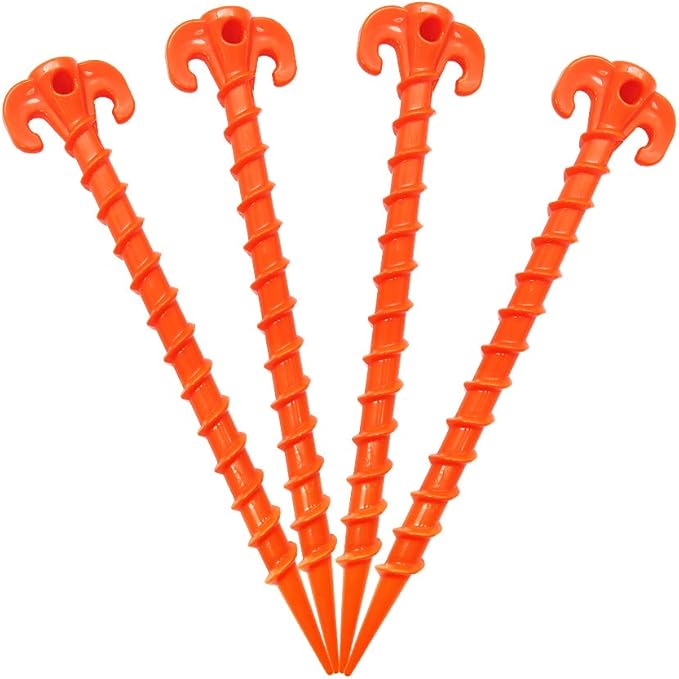 Canopy Stakes Canopy Anchor Beach Tent Stakes Heavy Duty Screw Shape 25 cm 10 inch - 4 Pack Orange …