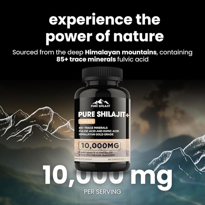 Capsules, Maximum Potency Organic Pills with Trace Minerals for Energy & Immune Support, for Men & Women, Natural Supplement from Himalayan Resin, 60 Tablets