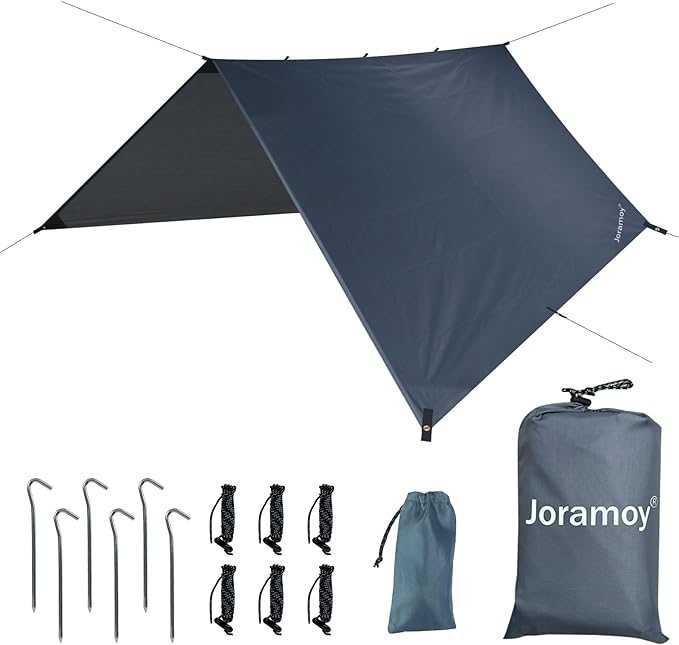 Hammock Rain Fly 10ร10FT - Waterproof Camping Tarp Lightweight Tent Tarp Portable Backpacking Tarp Sheleter with UV Protection Layer for Camping Hiking Outdoor(Gray)
